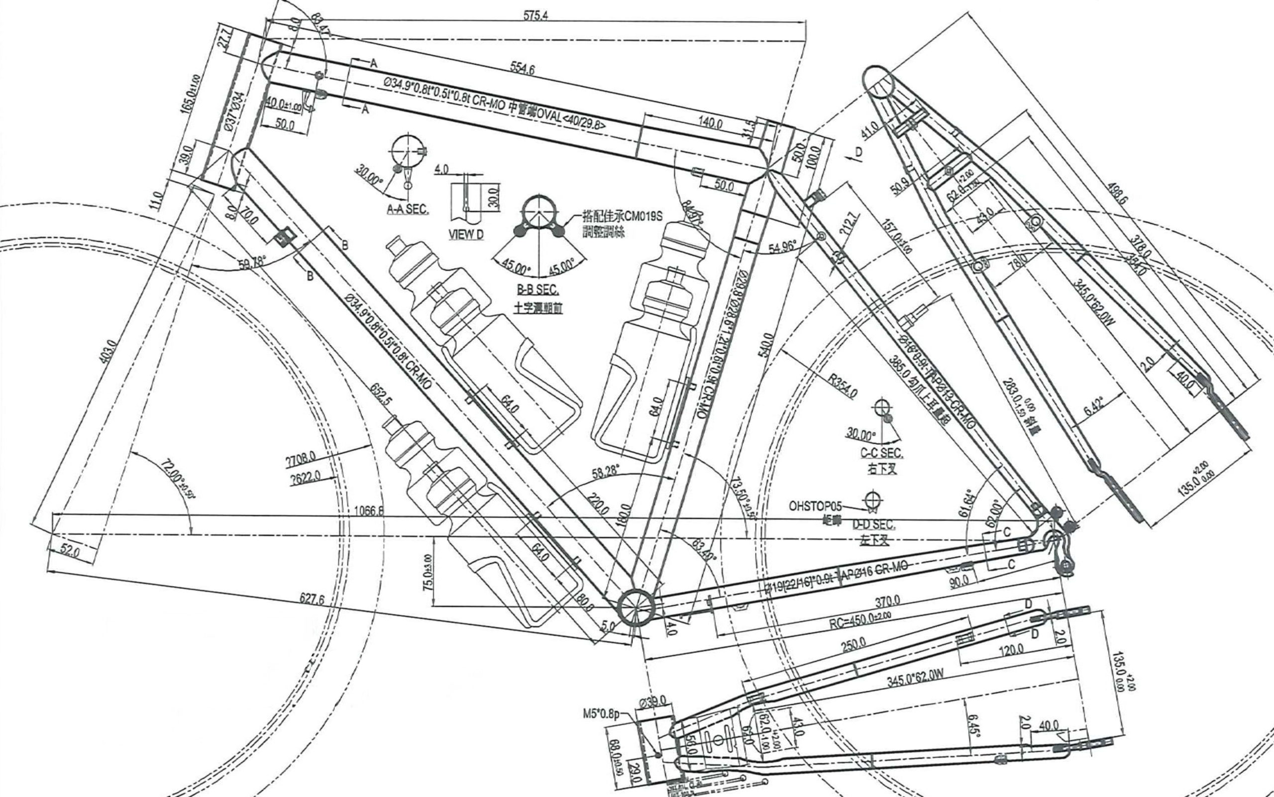 Touring bike frame clearance size chart