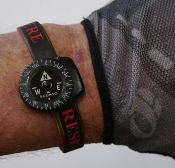 A small compass can be mounted on a wrist bracelet like a watch