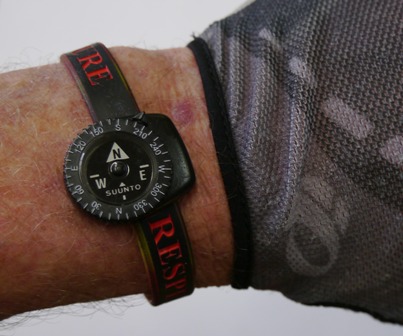 A small compass can be mounted on a wrist bracelet like a watch