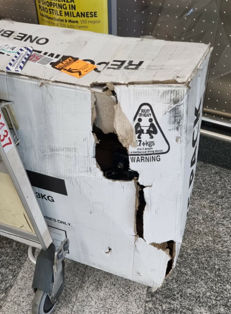 Broken bike box after a flight