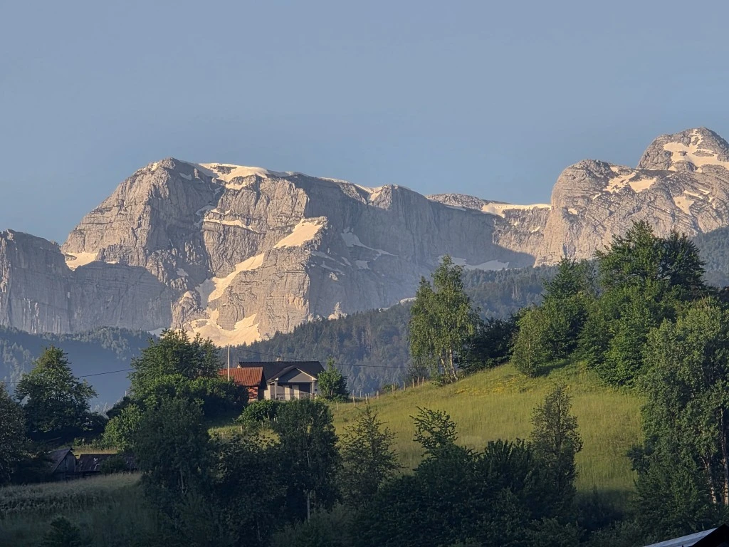 A view of the snowy alps in Montengro
