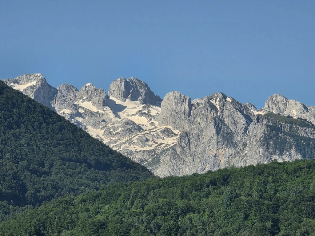 A view of the snowy alps in Montengro